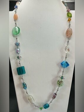 PREMIER DESIGNS MULTICOLOR AND TEXTURE LONG BEADED NECKLACE